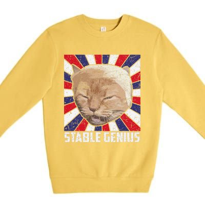 Stable Genius Funny Cat Meme President Premium Crewneck Sweatshirt