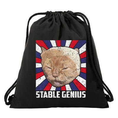 Stable Genius Funny Cat Meme President Drawstring Bag