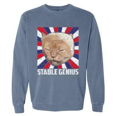 Stable Genius Funny Cat Meme President Garment-Dyed Sweatshirt