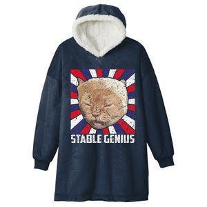 Stable Genius Funny Cat Meme President Hooded Wearable Blanket