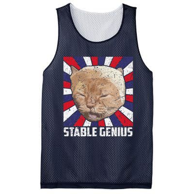 Stable Genius Funny Cat Meme President Mesh Reversible Basketball Jersey Tank