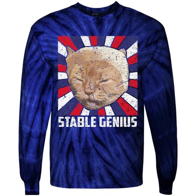 Stable Genius Funny Cat Meme President Tie-Dye Long Sleeve Shirt