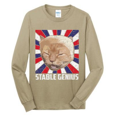 Stable Genius Funny Cat Meme President Tall Long Sleeve T-Shirt