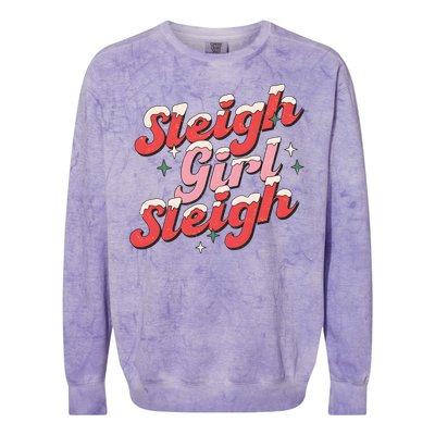 Sleigh Girl Funny Christmas Holiday Colorblast Crewneck Sweatshirt