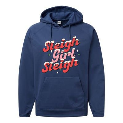 Sleigh Girl Funny Christmas Holiday Performance Fleece Hoodie