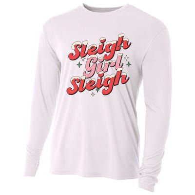 Sleigh Girl Funny Christmas Holiday Cooling Performance Long Sleeve Crew