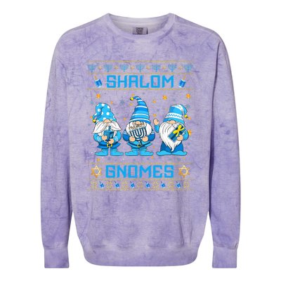 Shalom Gnomes Funny Ugly Hanukkah Sweater Chanukah Colorblast Crewneck Sweatshirt