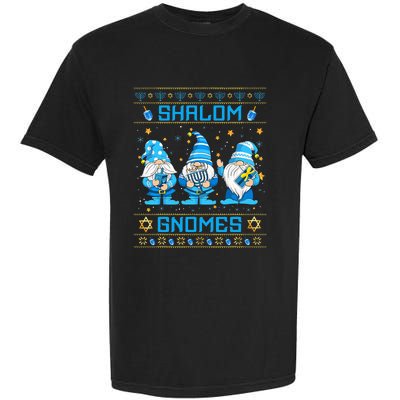 Shalom Gnomes Funny Ugly Hanukkah Sweater Chanukah Garment-Dyed Heavyweight T-Shirt