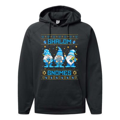 Shalom Gnomes Funny Ugly Hanukkah Sweater Chanukah Performance Fleece Hoodie