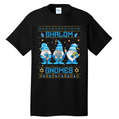 Shalom Gnomes Funny Ugly Hanukkah Sweater Chanukah Tall T-Shirt