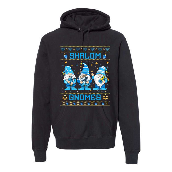 Shalom Gnomes Funny Ugly Hanukkah Sweater Chanukah Premium Hoodie