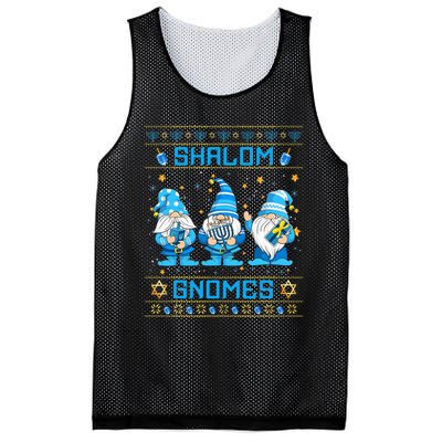 Shalom Gnomes Funny Ugly Hanukkah Sweater Chanukah Mesh Reversible Basketball Jersey Tank