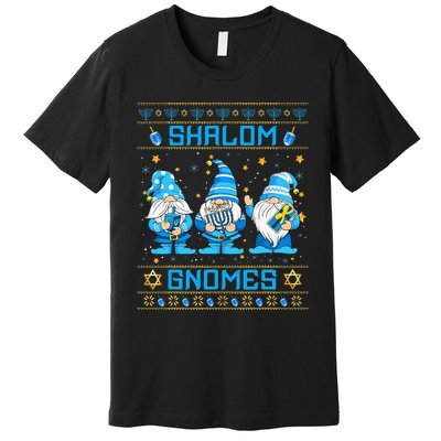 Shalom Gnomes Funny Ugly Hanukkah Sweater Chanukah Premium T-Shirt