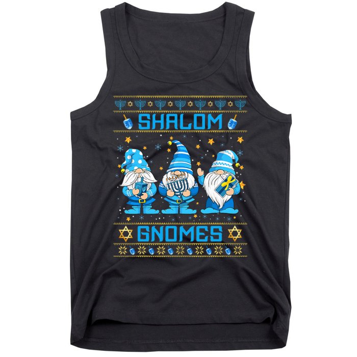 Shalom Gnomes Funny Ugly Hanukkah Sweater Chanukah Tank Top