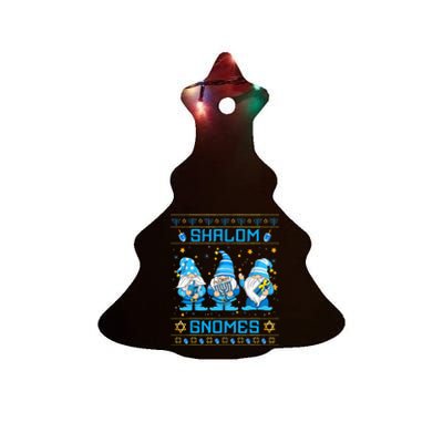 Shalom Gnomes Funny Ugly Hanukkah Sweater Chanukah Ceramic Tree Ornament