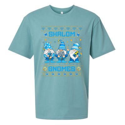 Shalom Gnomes Funny Ugly Hanukkah Sweater Chanukah Sueded Cloud Jersey T-Shirt