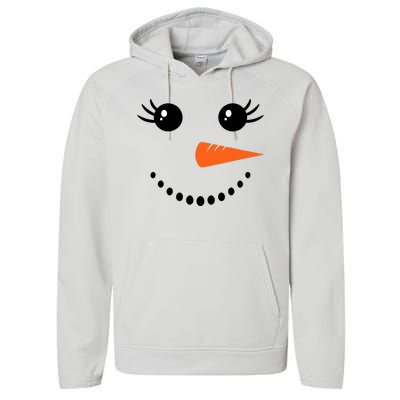 Snowman Girl Face For Girls Christmas Winter Performance Fleece Hoodie