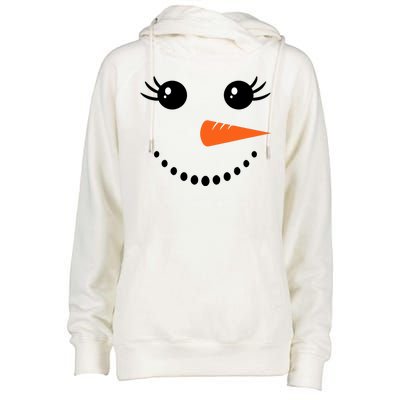 Snowman Girl Face For Girls Christmas Winter Womens Funnel Neck Pullover Hood