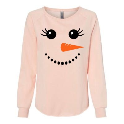 Snowman Girl Face For Girls Christmas Winter Womens California Wash Sweatshirt