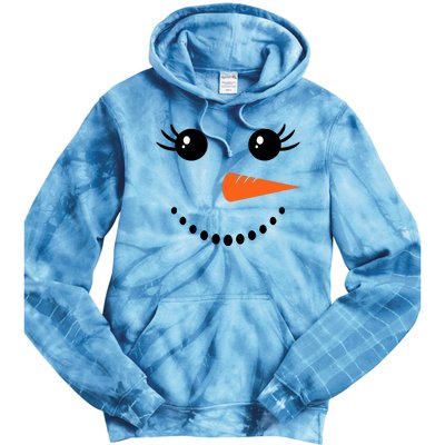 Snowman Girl Face For Girls Christmas Winter Tie Dye Hoodie