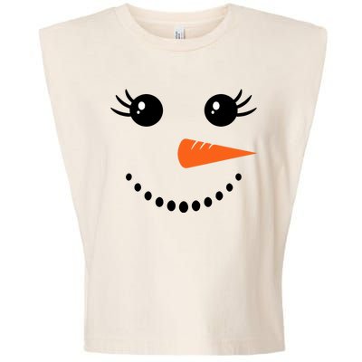 Snowman Girl Face For Girls Christmas Winter Garment-Dyed Women's Muscle Tee