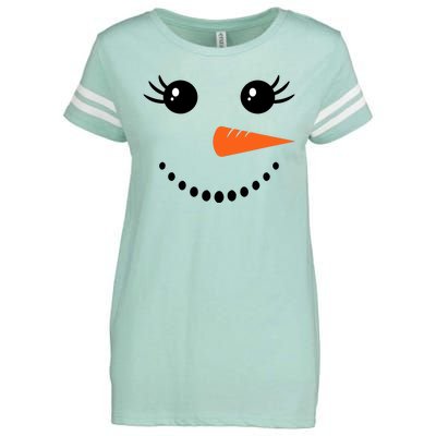 Snowman Girl Face For Girls Christmas Winter Enza Ladies Jersey Football T-Shirt