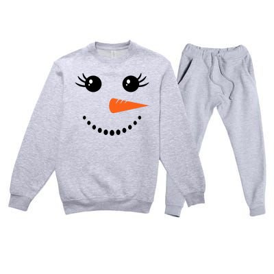 Snowman Girl Face For Girls Christmas Winter Premium Crewneck Sweatsuit Set