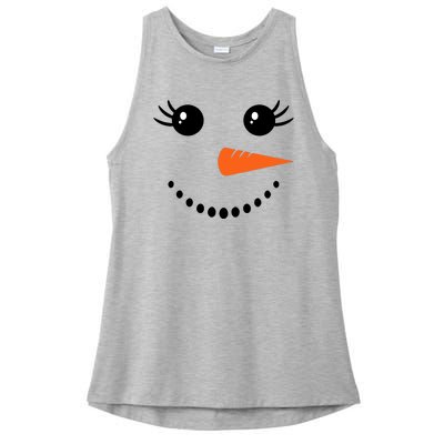 Snowman Girl Face For Girls Christmas Winter Ladies PosiCharge Tri-Blend Wicking Tank