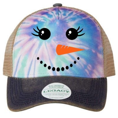 Snowman Girl Face For Girls Christmas Winter Legacy Tie Dye Trucker Hat