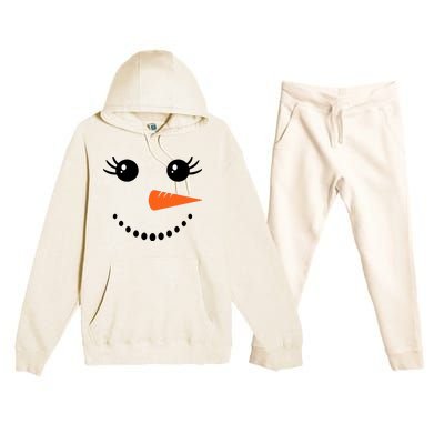 Snowman Girl Face For Girls Christmas Winter Premium Hooded Sweatsuit Set