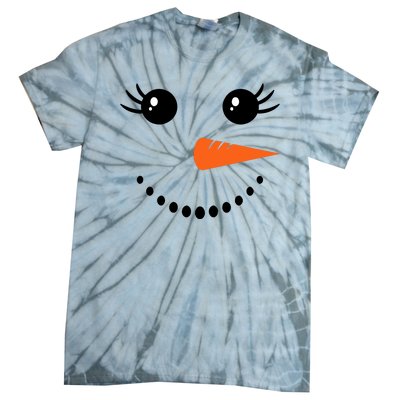 Snowman Girl Face For Girls Christmas Winter Tie-Dye T-Shirt