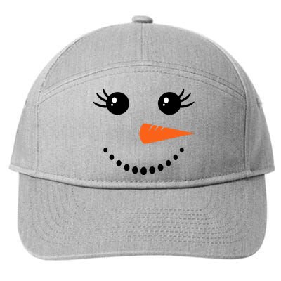 Snowman Girl Face For Girls Christmas Winter 7-Panel Snapback Hat