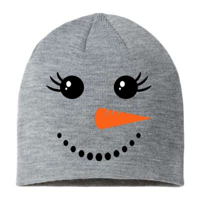 Snowman Girl Face For Girls Christmas Winter Sustainable Beanie