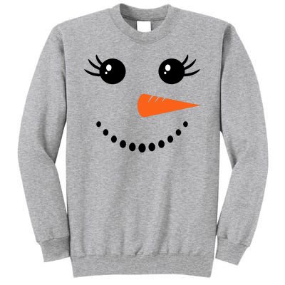 Snowman Girl Face For Girls Christmas Winter Tall Sweatshirt