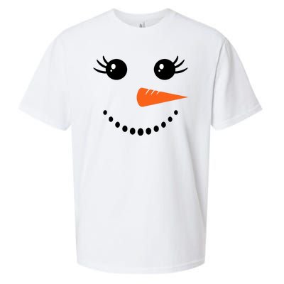 Snowman Girl Face For Girls Christmas Winter Sueded Cloud Jersey T-Shirt