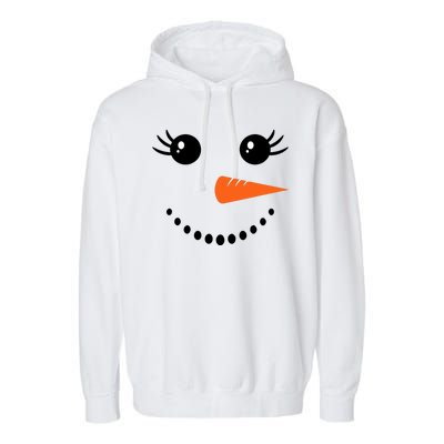 Snowman Girl Face For Girls Christmas Winter Garment-Dyed Fleece Hoodie