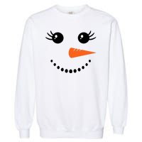 Snowman Girl Face For Girls Christmas Winter Garment-Dyed Sweatshirt