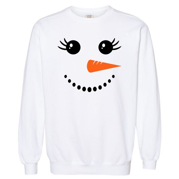 Snowman Girl Face For Girls Christmas Winter Garment-Dyed Sweatshirt