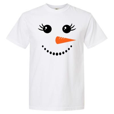 Snowman Girl Face For Girls Christmas Winter Garment-Dyed Heavyweight T-Shirt