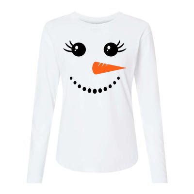 Snowman Girl Face For Girls Christmas Winter Womens Cotton Relaxed Long Sleeve T-Shirt