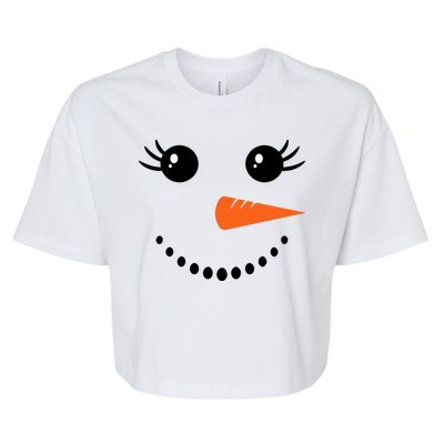 Snowman Girl Face For Girls Christmas Winter Bella+Canvas Jersey Crop Tee