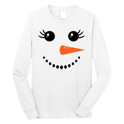 Snowman Girl Face For Girls Christmas Winter Long Sleeve Shirt