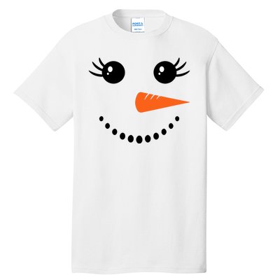 Snowman Girl Face For Girls Christmas Winter Tall T-Shirt