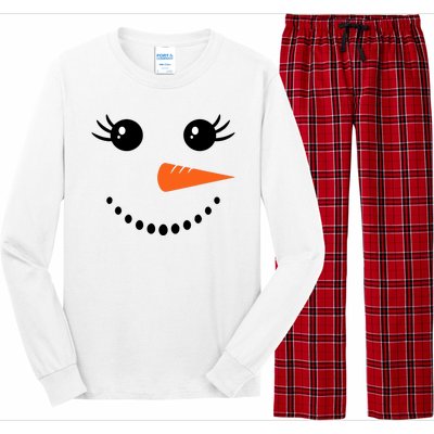 Snowman Girl Face For Girls Christmas Winter Long Sleeve Pajama Set