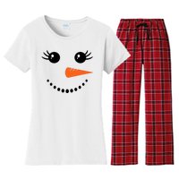 Snowman Girl Face For Girls Christmas Winter Women's Flannel Pajama Set