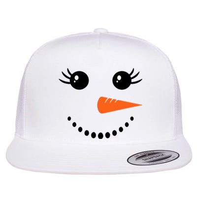 Snowman Girl Face For Girls Christmas Winter Flat Bill Trucker Hat