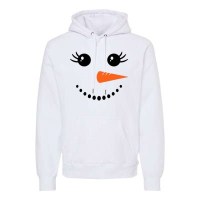 Snowman Girl Face For Girls Christmas Winter Premium Hoodie