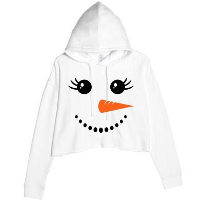 Snowman Girl Face For Girls Christmas Winter Crop Fleece Hoodie