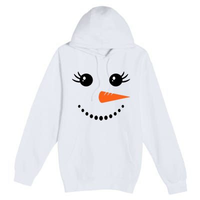 Snowman Girl Face For Girls Christmas Winter Premium Pullover Hoodie