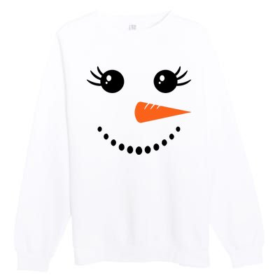 Snowman Girl Face For Girls Christmas Winter Premium Crewneck Sweatshirt